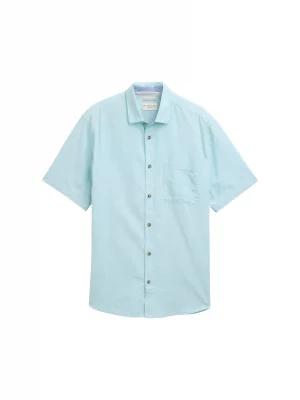 Chemise Manches Courtes Sport Lin Coton Uni Vert Clair