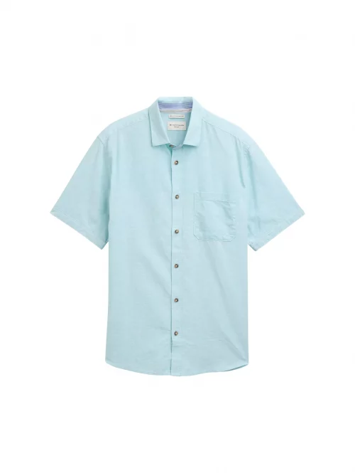 Chemise Manches Courtes Sport Lin Coton Uni Vert Clair