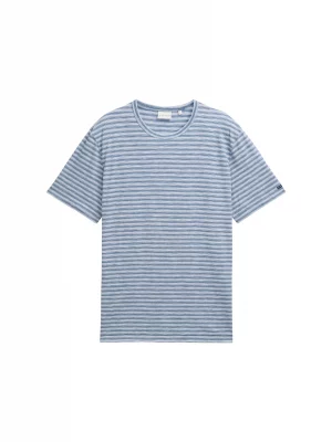 T-shirt Manches Courtes Rayure Bleu Clair