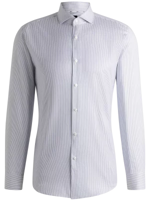 Chemise Manches Longues Ville Fine Rayure Structure Bleu Clair