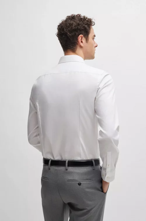 Chemise Manches Longues Ville Pop Unie Avec Oppo Blanc – Image 2