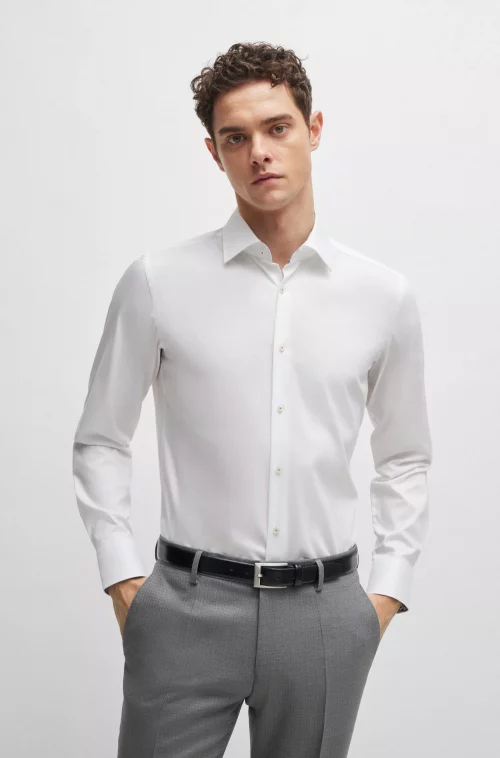 Chemise Manches Longues Ville Pop Unie Avec Oppo Blanc – Image 3