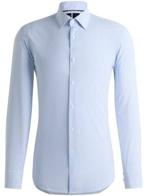 Chemise Manches Longues Ville Performance Rayure Baton Bleu Clair