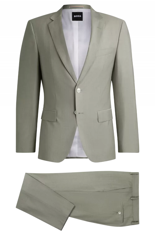 Costume 2 Pieces Toile Unie Vert Moyen