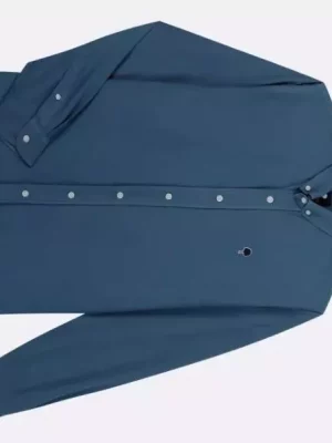 Chemise Manches Longues Sport Oxford Uni Bleu Fonce