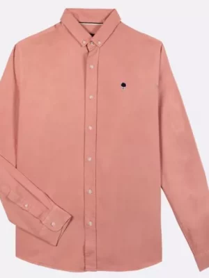 Chemise Manches Longues Sport Oxford Uni Rose Clair