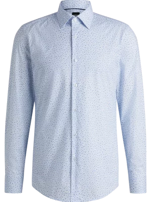 Chemise Manches Longues Ville Fleurs Bleu Clair