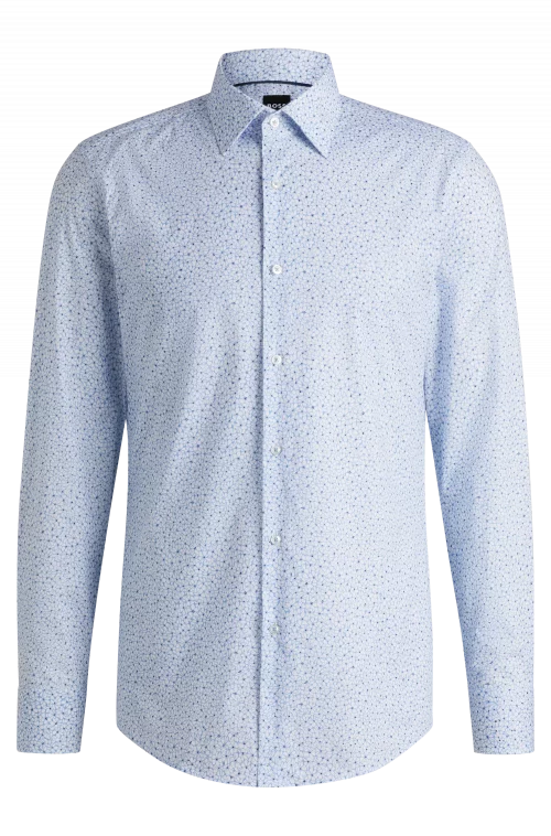 Chemise Manches Longues Ville Fleurs Bleu Clair