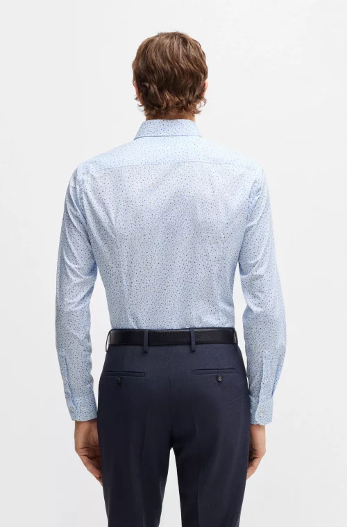 Chemise Manches Longues Ville Fleurs Bleu Clair – Image 3