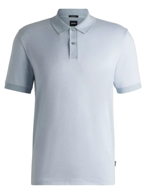 Polo Manches Courtes Mercerise 2 Tons Bleu Clair
