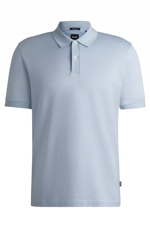 Polo Manches Courtes Mercerise Structure Bleu Clair