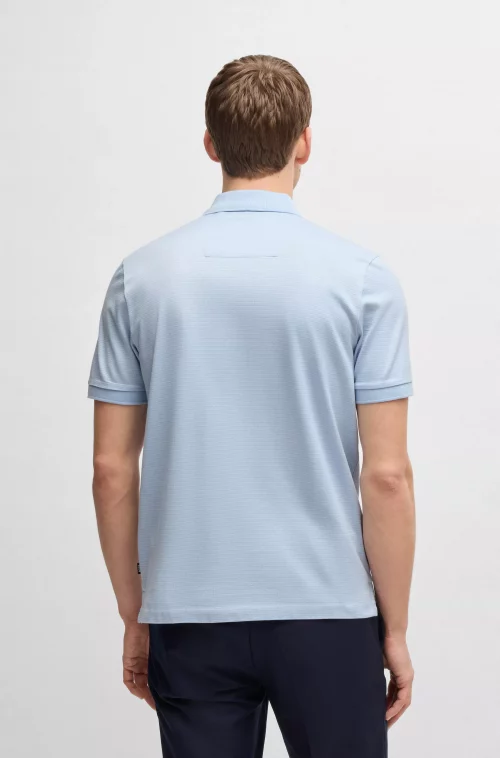 Polo Manches Courtes Mercerise Structure Bleu Clair – Image 3
