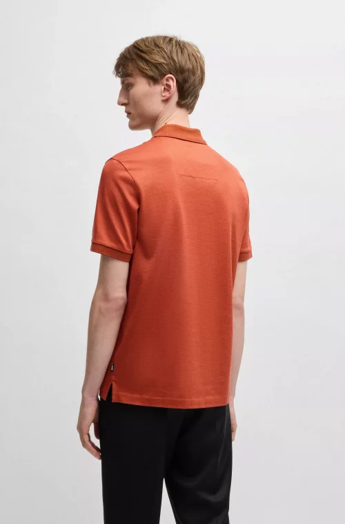 Polo Manches Courtes Mercerise Structure Orange Fonce – Image 3