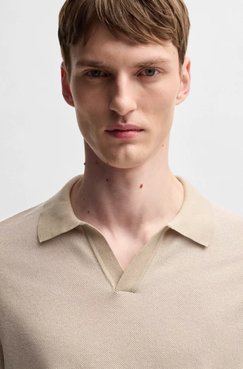 Polo Manches Courtes Polo Maille Beige Clair – Image 2