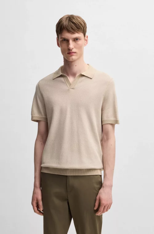 Polo Manches Courtes Polo Maille Beige Clair – Image 4