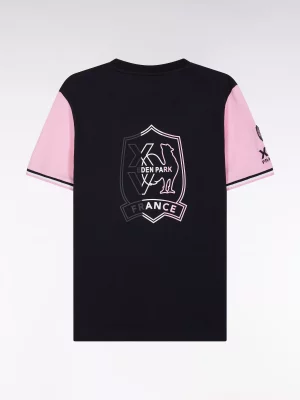 T-shirt Manches Courtes Ffr Ecusson Dos Bleu Fonce