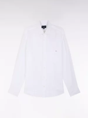 Chemise Manches Longues Sport Lin Uni Blanc