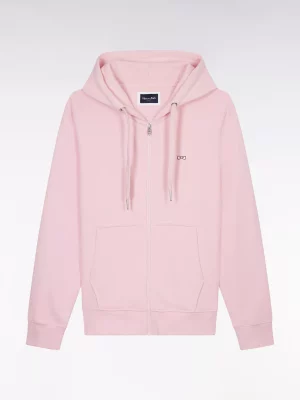 Gilet Manches Longues Molleton Zip Capuche Rose Clair