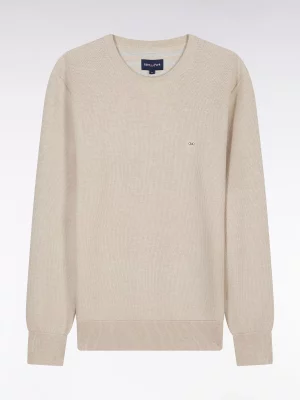 Pull Col Rond 111 Nid Abeille Beige Clair
