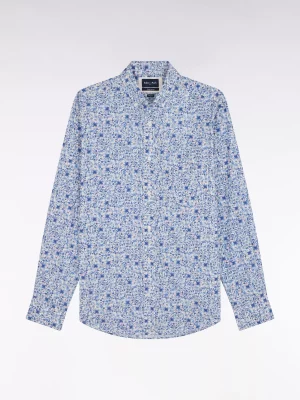Chemise Manches Longues Sport Fleurs Bleu Clair