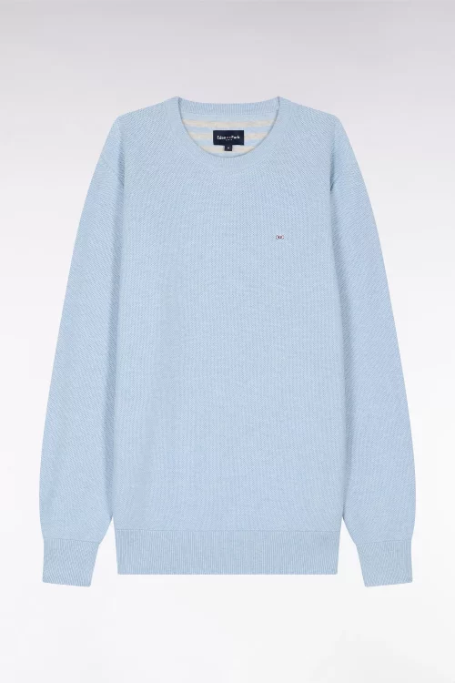 Pull Col Rond Nid Abeille Bleu Clair