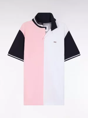 Polo Manches Courtes Japonais Bicolore Rose Clair