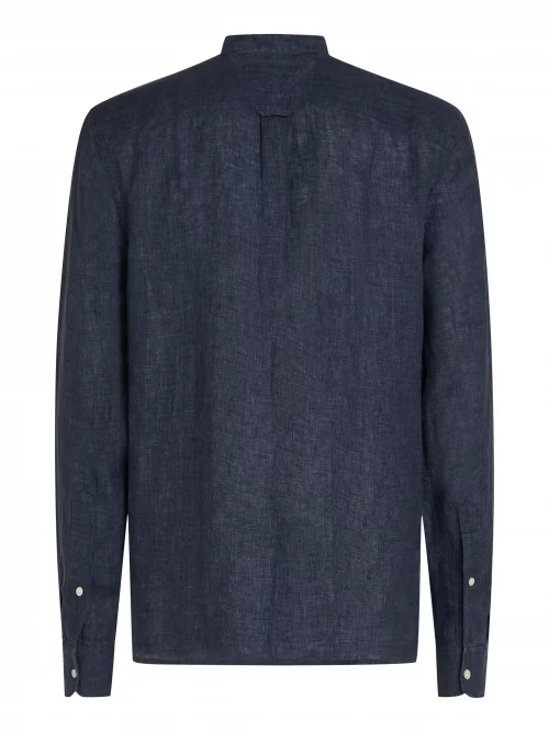 Chemise Manches Longues Sport Lin Col Mao Bleu Fonce – Image 2