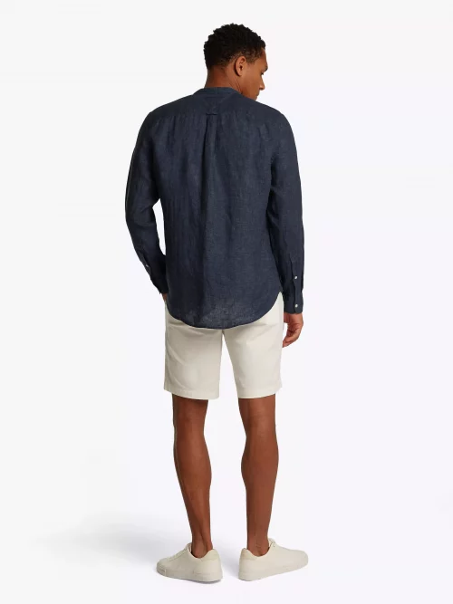 Chemise Manches Longues Sport Lin Col Mao Bleu Fonce – Image 4