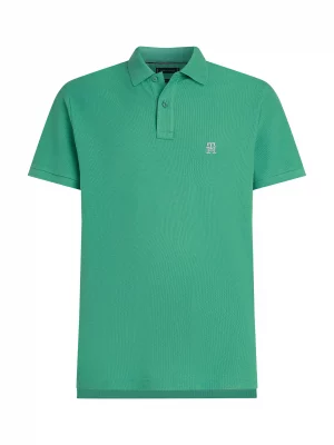 Polo Manches Courtes Logo Th Contraste Vert Moyen