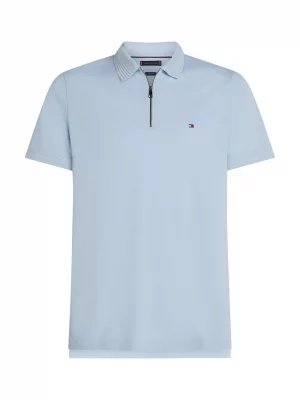 Polo Manches Courtes Mercerise 1/2 Zip Bleu Clair