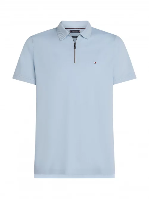 Polo Manches Courtes Mercerise 1/2 Zip Bleu Clair
