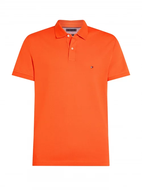 Polo Manches Courtes Regular Pique Uni Orange Moyen