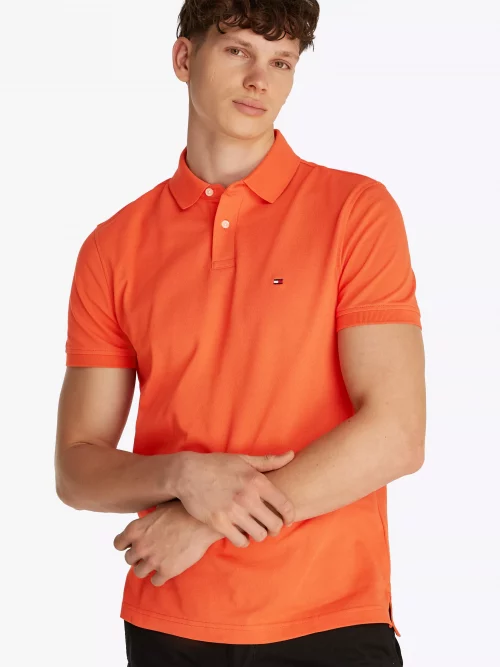 Polo Manches Courtes Regular Pique Uni Orange Moyen – Image 2