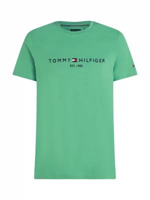 T-shirt Manches Courtes Broderie Poitrine Vert Moyen