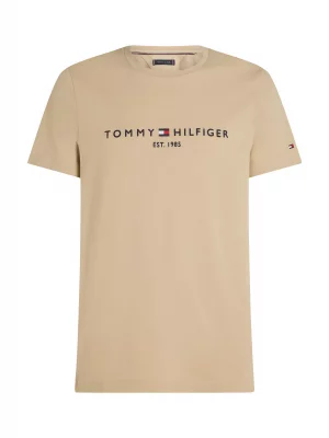 T-shirt Manches Courtes Broderie Poitrine Beige Clair