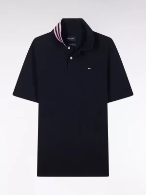 Polo Manches Courtes Col Cercle Interieur Bleu Fonce