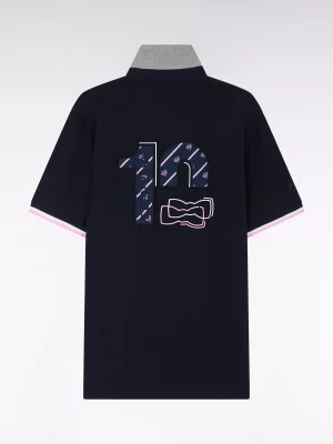 Polo Manches Courtes Xv Broderie 10 Dos Bleu Fonce