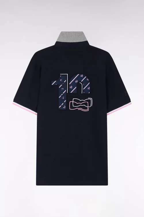 Polo Manches Courtes Xv Broderie 10 Dos Bleu Fonce