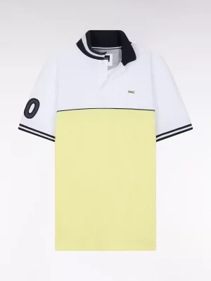 Polo Manches Courtes Bicolore 10 Manche Jaune Clair