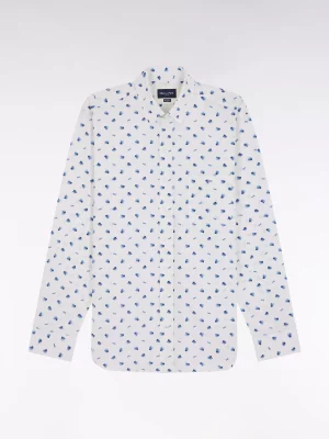Chemise Manches Longues Sport Fleurs + Noeud Bleu Clair
