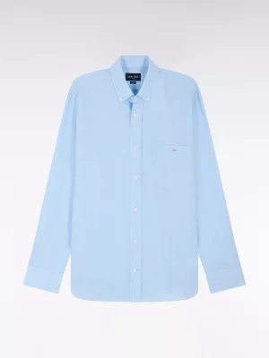 Chemise Manches Longues Sport Lin Uni Bleu Clair