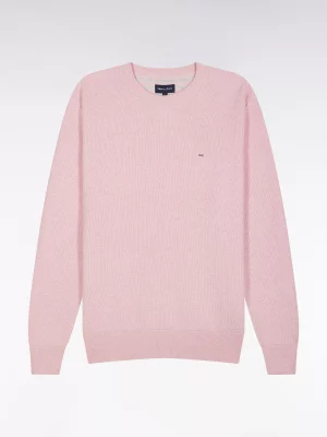 Pull Col Rond 111 Nid Abeille Rose Clair